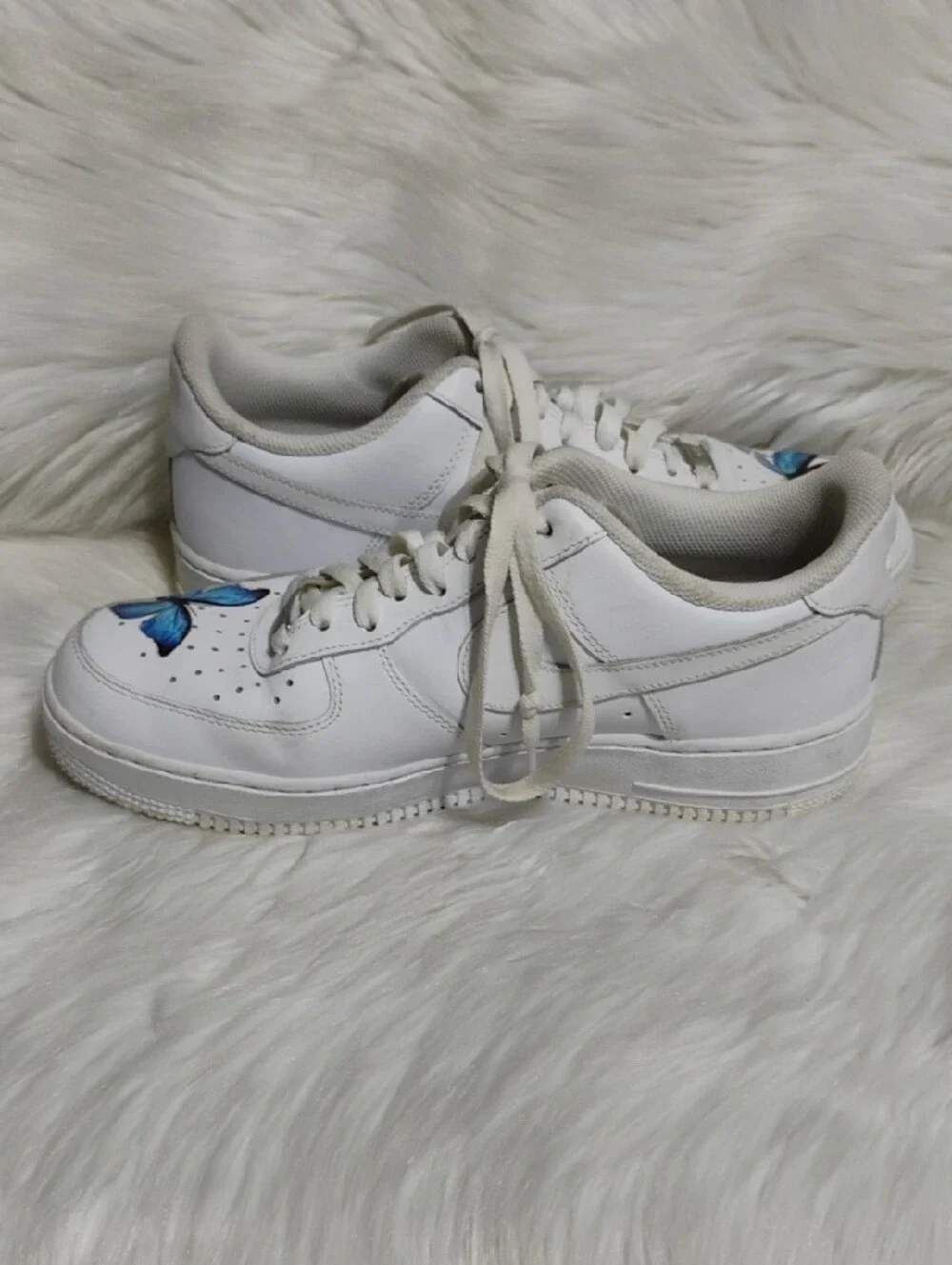 (C-64) Nike Air Force 1 Blue Butterfly Custom Design Sneakers - Picture 8 of 13